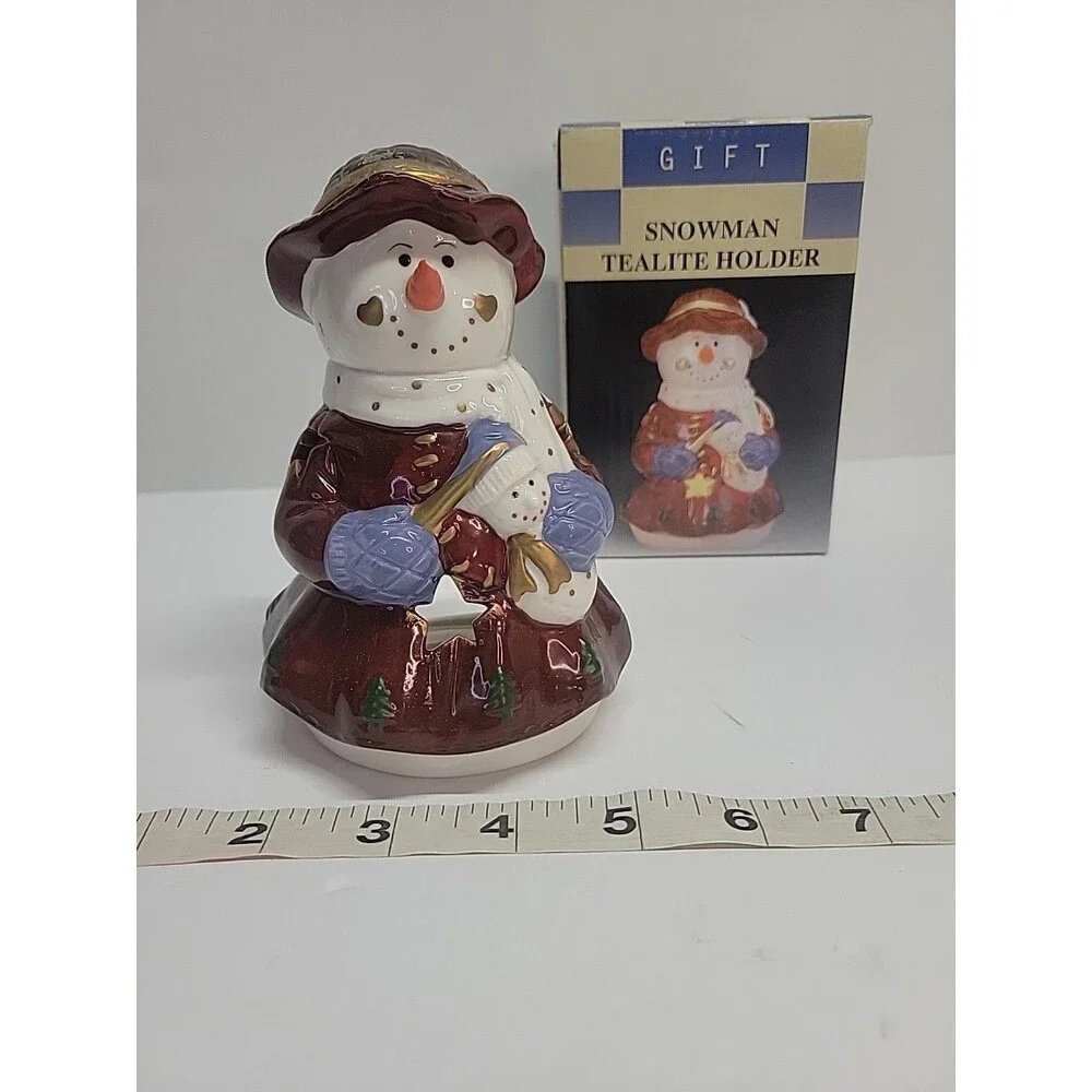 Ceramic Snowman Votive Tea Light Figurine